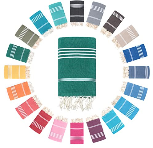 Darido Turkish Asciugamano hammam fatto a mano - Asciugamano da sauna, bagno e spiaggia XXL 100 x 200 cm - 100% cotone - Leggero, morbido e assorbente - Multiuso e pratico