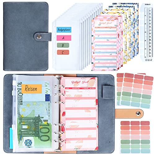 Budget Planner, Binder - ANYUKE Budget Planer Cash Stuffing, Bugetplaner mit Folien, Ringbuch A6 Money Organizer, Geldplaner Finanzbuch für Budgeting Sparchallenge Sinking Funds