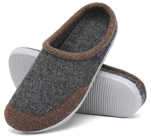 Mishansha Zapatillas Casa Hombre Pantuflas Fieltro Mujer Indoor Invierno Zapatillas Fieltro Cálidas Zapatos Casas Marrón Oscuro,Gr.44