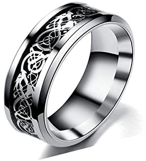 MAGIIE Bague en Acier Inoxydable,Anneaux de Mariage Hommes,Band Bagues de Fiançailles,Anneau d'amitié Promesse Mariage Fidget Ring (Noir lisse, 60)