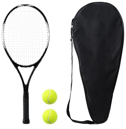 Raqueta de tenis de velocidad de 27 pulgadas para adultos, raqueta de tenis ultraligera con funda de transporte de 2 pelotas