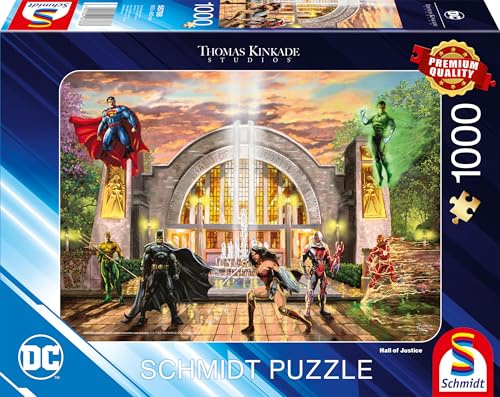 Schmidt Spiele 58788 DC, Hall of Justice, Thomas Kinkade, 1000 Teile Puzzle