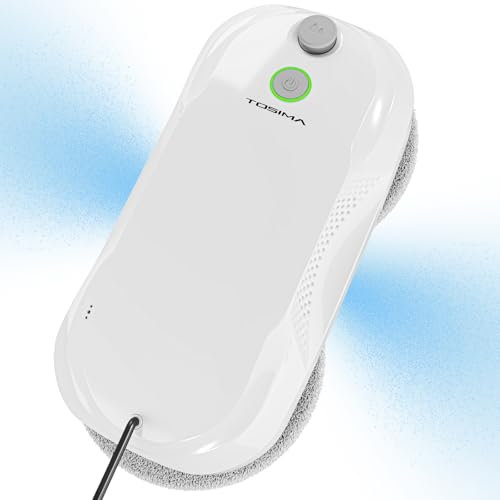 Tosima W5 Robot limpiacristales - con Doble Boquilla Rociadora, Aspiración de Frecuencia Variable, Triple Sistema de Seguridad, Función de Detección de Bordes, Navegación Inteligente (Blanco)