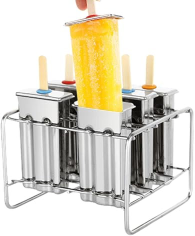 Moldes para paletas de acero inoxidable,Molde para paletas - Molde para helado hecho en casa | Moldes para paletas de acero inoxidable, 6 uds., con 100 palos de madera, moldes para helado caseros con