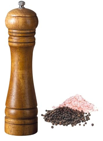 Bitcoraje Macinapepe, Macina Sale e Pepe, Macina Pepe Legno con Granulometria Regolabile, per Macinare Spezie, Cumino, Sesamo, Paprika, Una Sola Mano, 8 Pollici