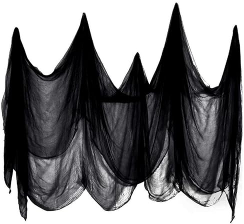 Kendwing Garza Nera Addobbi Halloween Decorazioni,Panno Raccapricciante Decorations Spaventose di Grandi,Decorazione Halloween Casa Horror per Porte,Finestre, Giardino,Interni ed Esterni 215 x 500 cm