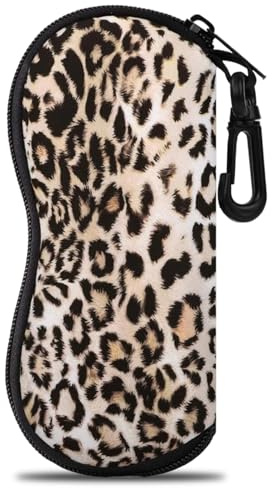 Leseogye Leopardmuster Brillenetui Weich, Stylische & Robuste Sonnenbrillen Etui, Groß Brillen Etui für Alltag, Reise & Outdoor, Passend für Sportbrille, Fahrradbrille & Normale Brille
