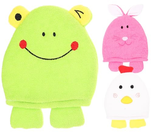 TOGEVAL 3 pièces Gants de Bain Exfoliants pour Garçon Fille Mitaines Moussantes Légères Gants Doux pour Nettoyage Corporel et Stimulation Circulation