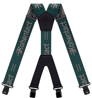 Kohentact Tirantes de Trabajo Pesado para Hombre – 5 cm de Ancho, Forma en X, Clips Metálicos Fuertes, Elásticos y Ajustables