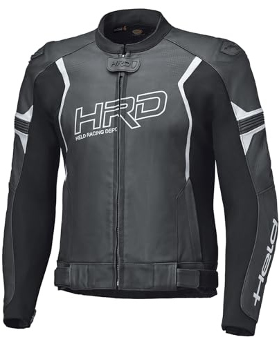 Held Street Rocket 4 Top - Sport Leder Motorrad Jacke Herren - Soft-Rind Lederjacke, Level 2 D3O Protektoren - CE zertifizierte Motorradjacke AAA Schutzklasse - Air-Vent - Schwarz Weiß - Größe 52/XL