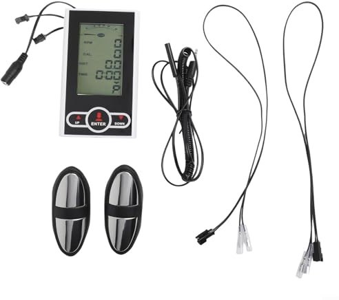 LCD Monitor Speedometer for Exercise Bike Computer Indoor Monitor, Heart Rate, Calorie, Mileage Tracking, Replacement Unit with Sensor Cables
