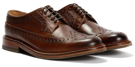 Chapman & Moore Longwing Brogue Country Scarpe in Pelle Marroni da Uomo con Lacci - EUR 45
