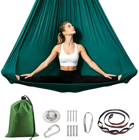Aerial Yoga Hammock für Erwachsene | Yogahängematte Fitness | Polyester | Tragfähigkeit 200kg | Komplettes Set