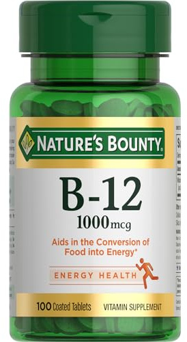 Vitamin B12 by Nature's Bounty, Vitamin Supplement, Supports Energy Metabolism and Nervous System Health, 1000mcg, 100 Tablets