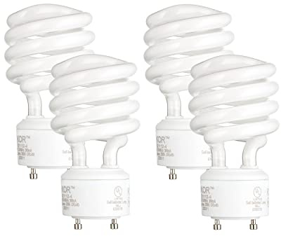 KOR (Pack of 4) 23 Watt Mini Spiral - GU24 Base - (100W Equivalent) - T2 Mini-Twist - CFL Light Bulb (Soft White (2700K))