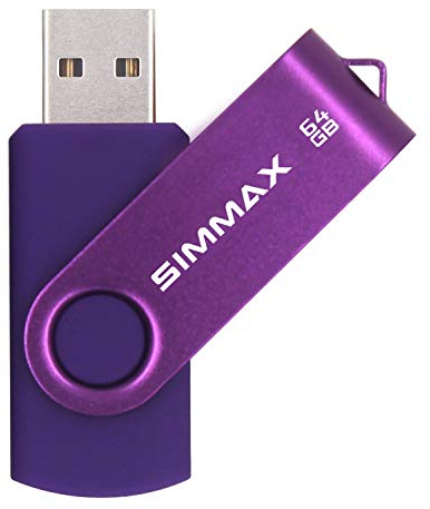 SIMMAX USB Sticks 64GB USB-Flash-Laufwerk Rotate Metall USB 2.0 Speicherstick (64GB Lila)