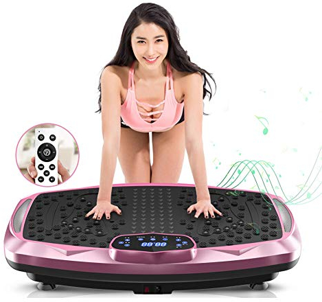 NIMTO Plataforma de ejercicios de vibración con placa de entrenamiento de cuerpo entero, plataforma de fitness para fitness en el hogar y pérdida de peso + BT + mando a distancia, 99 niveles