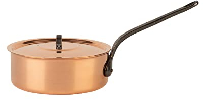 Cuisine Romefort | Padella in rame stagnato con manico in ghisa e coperchio Ø 20 cm | Padella tradizionale in rame massiccio | Padella in Francia con bordo alto (20 cm)