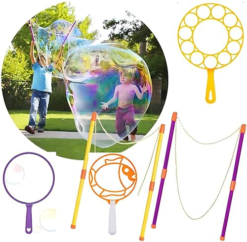 Seifenblasenmaschine Seifenblasen groß Set Kinder,55cm XXL Riesenseifenblasen Kit, Riesen Seifenblasen Stab Gross Ring, Outdoor Spiele für Kinder Gartenspielzeug draußen