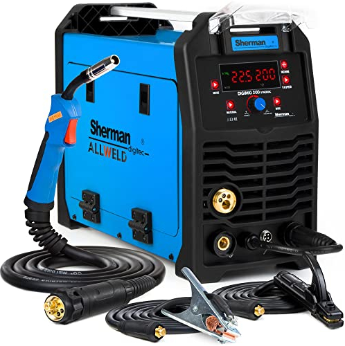 Sherman DIGIMIG 200 SYN - Vollsynergisches 200A MIG MAG Schweißgerät für Aluminium mit Induktivitätsregelung - Kombi Schweißgerät - WIG, MMA und Lötschweißen - Set:Solo