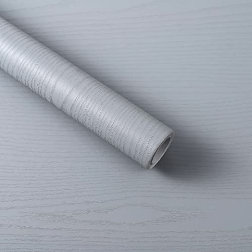 Abyssaly Sticky Back Plastic Wood Effect Vinyl Wrap Self Adhesive Wallpaper Light Grey 30cm X 200cm Waterproof Peel and Stick Wood Wallpaper for Decorative Furniture Kitchen Countertop Table