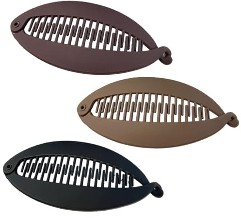 QOWUXHZ 3 Pezzi Banana Clip Fermagli Per Capelli A Pettine Per Sport Vita Quotidiana Lavoro Clip Per Donne E Ragazze Nero Marrone Marrone Scuro