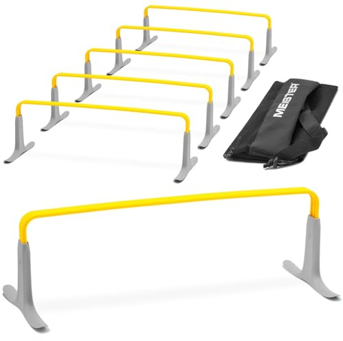 Meister ZoomFlex Vallas de Agilidad con Bolsa de Transporte – Entrenamiento de Velocidad Modular Flex-Safe – 15 cm Amarillo Eléctrico – Pack de 6