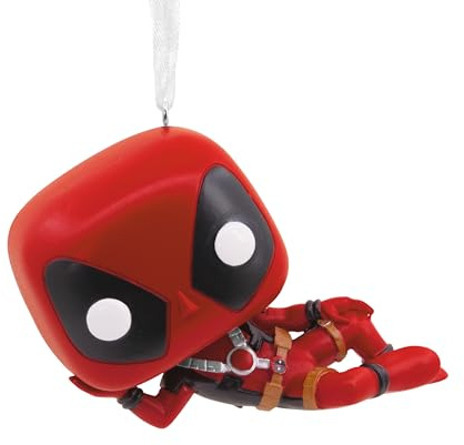 Hallmark Deadpool Funko Pop Ornament, MARVEL, Resin, Hanging Decoration | Red Colour, 5.7cm X 7.6cm X 3.8cm, Single Piece, Durable Resin, Hanging Ribbon