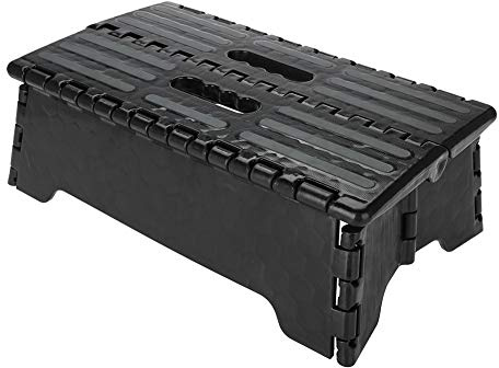 Yolispa Portable Folding Step Stool Black Step Ladder for Elderly Pregnant Bathroom Travel Use