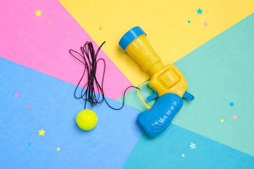 Z'SHOP Cat ball Toy Launcher Set, Interactive Cat Toy with pom pom Ball attached to String, Shooting Gun Mechanism for Indoor Pet Exercise, Training, and Chasing, Colourful Innovative