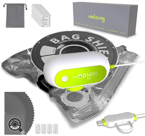 Filament-Vakuum-Aufbewahrungsset, 20 Packungen lichtdichte Vakuum-Aufbewahrungsbeutel mit Vakuumpumpe, feuchtigkeitsbeständige 3D-Drucker-Filamentbeutel, Sortierung und Aufbewahrung von verschiedenen