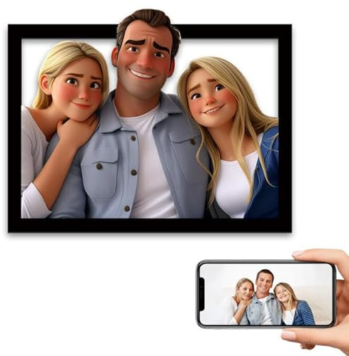 Personalizado 4D dibujos animados retrato marco de foto, personalizado familia retrato marco de foto regalo para el cumpleaños del día de la madre decoración de arte de pared