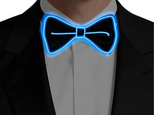 YUYWWAN Pajarita LED, Luminosa Pajaritas Hombre, Pajarita Luminosa Ajustable, Divertida Pajaritas de LED, Accesorio de Disfraz LED para Fiestas, Halloween, Carnaval, Baile de Máscaras (Azul)