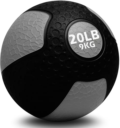 Senshi Japan Rubber Medicine Balls 2LBS - 20LBS (1KG - 10KG), Weighted Slam Ball, No Bounce, Non Slip Exercise Fitness HIIT (20 LBS (9KG))