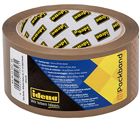 Idena 631032 - Ruban adhésif marron, 50 mm x 66 m, 1 rouleau de ruban adhésif silencieux, idéal pour les déménagements et les expéditions