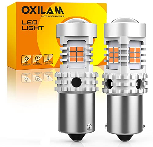 OXILAM 7507 PY21W BAU15S LED Bulbs Amber Yellow 2800LM for Turn Signal Lights with Build-in Load Resistor CANBUS Error Free 2641A 12496 7507AST Bulb Replacement (2PCS)