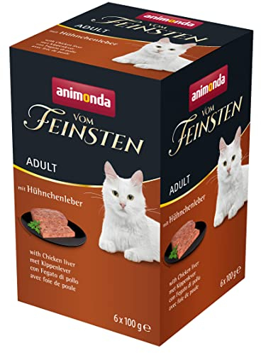 animonda vom Feinsten Katzenfutter nass mit Hühnchenleber (6 x 100g), getreidefreies Katzenfutter nass ohne Zucker, mit frischen, fleischigen Zutaten