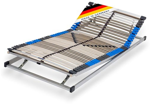 CubeSleep 7-Zonen Lattenrost Pure KF 44-Leisten | Kopf- und Fußteil verstellbar | Federung mit Härteregulierung | Made In Germany | GS Zertifiziert – geprüfte Sicherheit (100 x 220 cm)