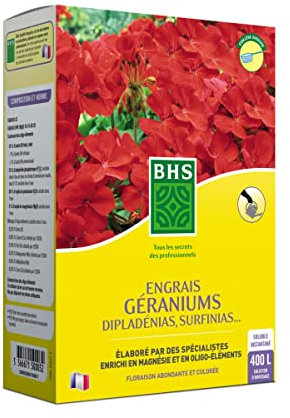 BHS - Engrais soluble pour Géraniums Dipladénias, Surfinias, boite de 800grs soit 400L