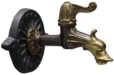 FONDERIA BONGIOVANNI Fontana a Muro Parete Modello Liberty Composizione a Scelta per Casa Giardino (ROSONE+RUBINETTO)