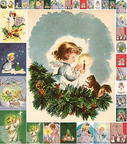 Decoupage Paper Pack (21 Sheets 6x8) Christmas Little Angel FLONZ Vintage Styled Christmas Pictures Cards for Decoupage, Craft and Scrapbooking