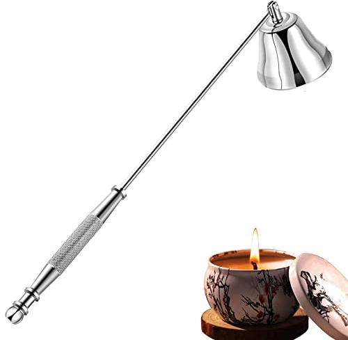 Esteopt Estintore per candele, estintore per candele, in acciaio inox, con manico lungo e confezione regalo, adatto per regali (argento)