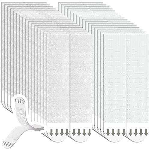 32 Paare Bilder Montage Strips, 64 Stück Poster Strips, 93x19mm Bilder Montagestreifen Klebeband Für Poster, Rahmen und Spiegel, Weiß