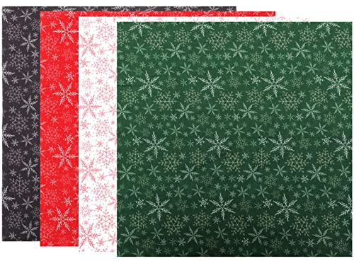 COHEALI Patchwork de Noël en Coton 4 Pièces Tissu 50X50Cm Tissu Artisanal Diy pour Couture Accessoires de Décoration Maison Fournitures de Bricolage