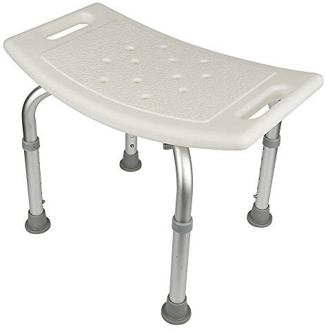 Tabouret de Douche, Siège de Douche Adulte, Siège de Douche Antidérapant, Hauteur Réglable, Chaise de Douche en Plastique, Aluminium, Tabouret Salle de Bain pour Personnes Âgées (51 * 39 * 60.5cm, A)