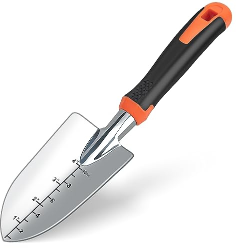 Fecsam trädgårdsspade med mätmärke, robust tungt trädgårdsverktyg murslev / handspade/trädgårdsspade, ergonomiskt handtag med presentförpackningspaket