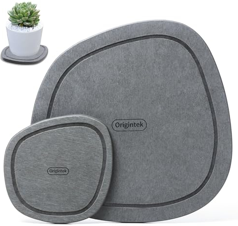 Origintek 2 Stück Pflanzen-Untersetzer, super saugfähige Kieselgur Pflanzen-Untersetzer trocknet sofort, schnell trocknende Blumentopf-Untersetzer, Pflanzschalen für Töpfe (klein und groß), geschnitzt