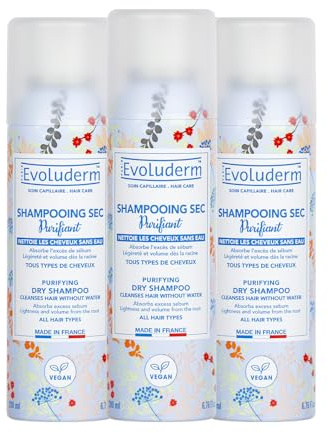 EVOLUDERM - Shampoing Sec Purifiant - 200 ml - Végan - Fabrication Française - Lot de 3 x 200 ml