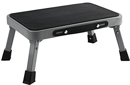 TreeLen 1-Step 330lbs Capacity Folding Metal Step Stool, Portable Step Ladder, Non-Slip, Sturdy