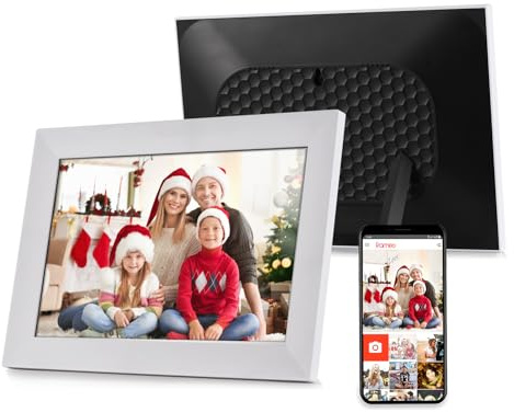 Andoer 10,1 tum WiFi digital ram, LCD pekpanel digital fotoram, minne 12 GB, automatisk rotation, delning via app, present till familj och vänner